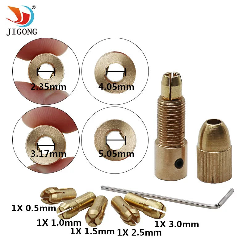 Mini Brass Drill Chuck Shaft Adapter – 3.17mm (1/8") for Dremel, Foredom & Rotary Tools