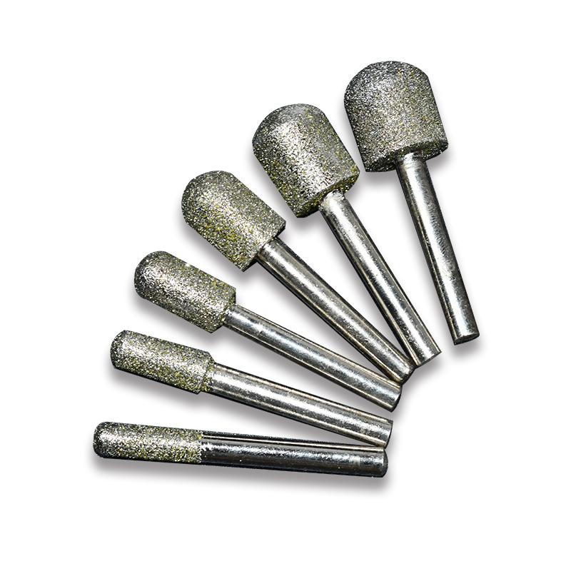 8mm 10pcs 45Grit 3mm Shaft Round End Cylinder Diamond Bur