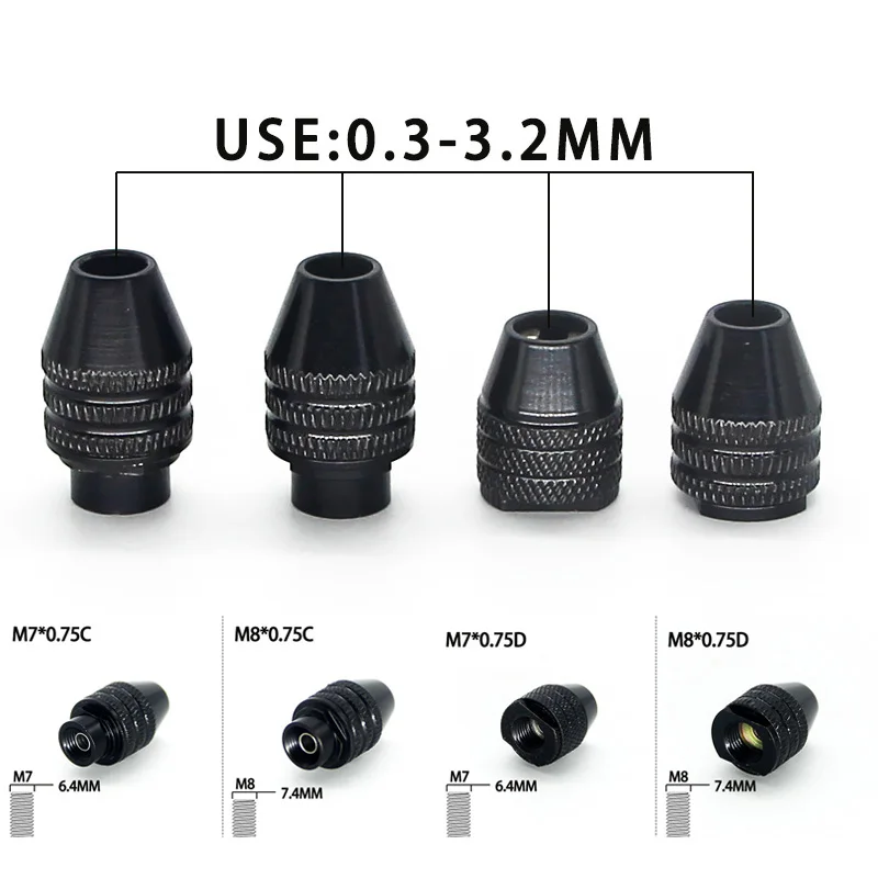Keyless Drill Chuck 0.3–3.2mm – Aluminum Body, HSS Jaws, M8 Thread for Electric Grinder & Rotary Tools