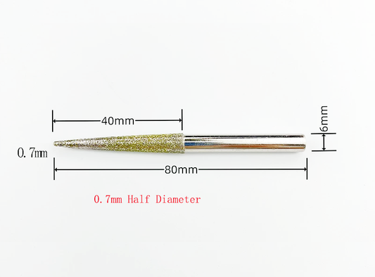 0.5 mm Diamond Core Drill Bit –10pcs Set , 6mm Shank, 80mm Length, 40mm Diamond Segment for Glass, Ceramic & Stone